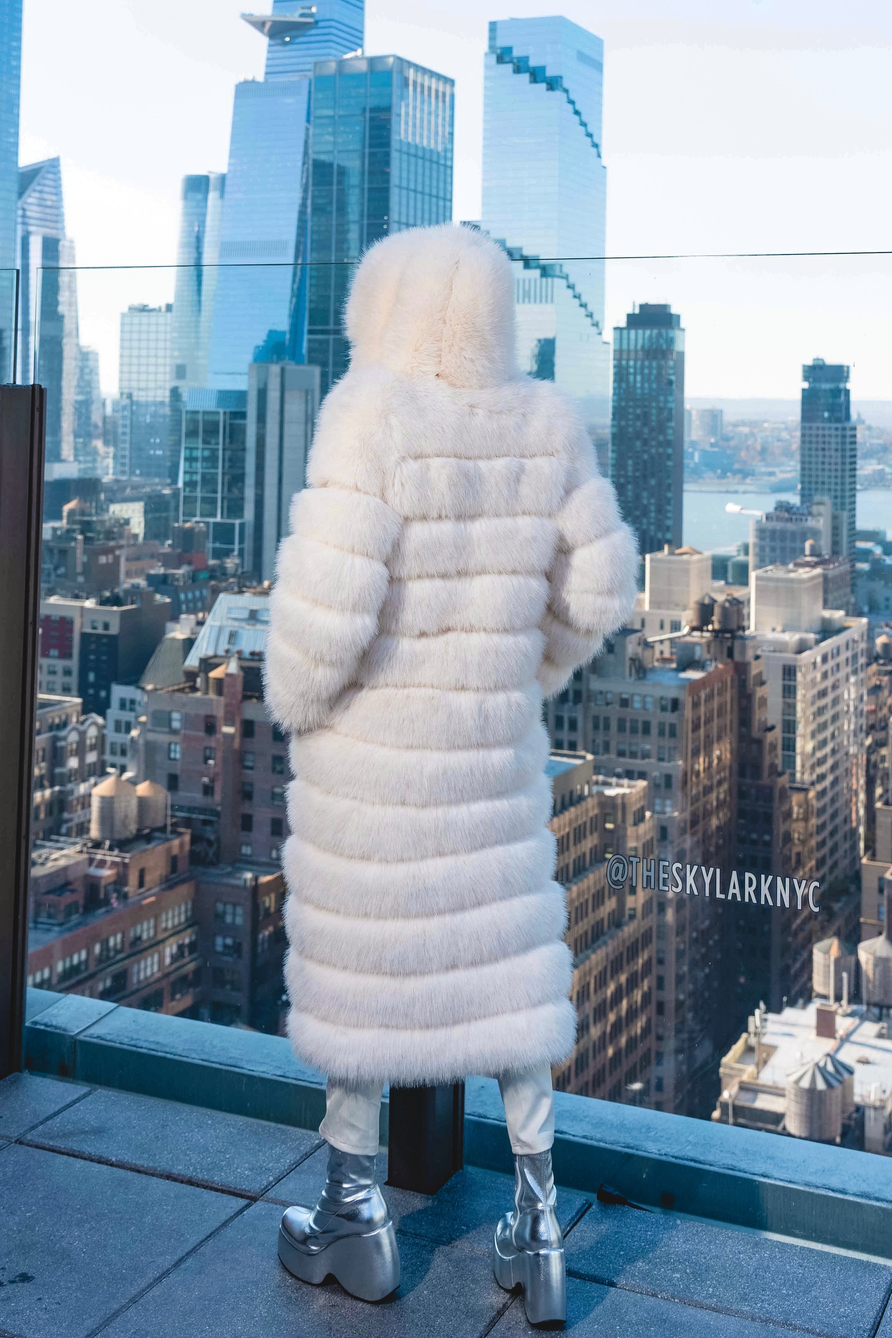 Crème de la Crème Extra Long Hooded Faux Fur Coat by Dani Watanabe