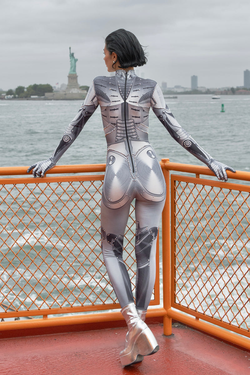 GPT Intelligence Robot  Spandex Catsuit with Metallic Beads