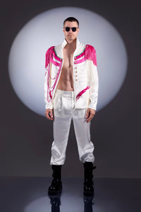 Sgt. Dusty Pepper Satin White Pink and Green Light Pants by Dani Watanabe