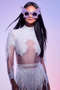 Bat Crazy Purple Glitter Purple Lens  Sunglasses