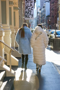 Powder Blue Faux Fox Fur Coat by Dani Watanabe