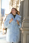 Powder Blue Faux Fox Fur Coat by Dani Watanabe