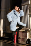 Powder Blue Faux Fox Fur Coat by Dani Watanabe