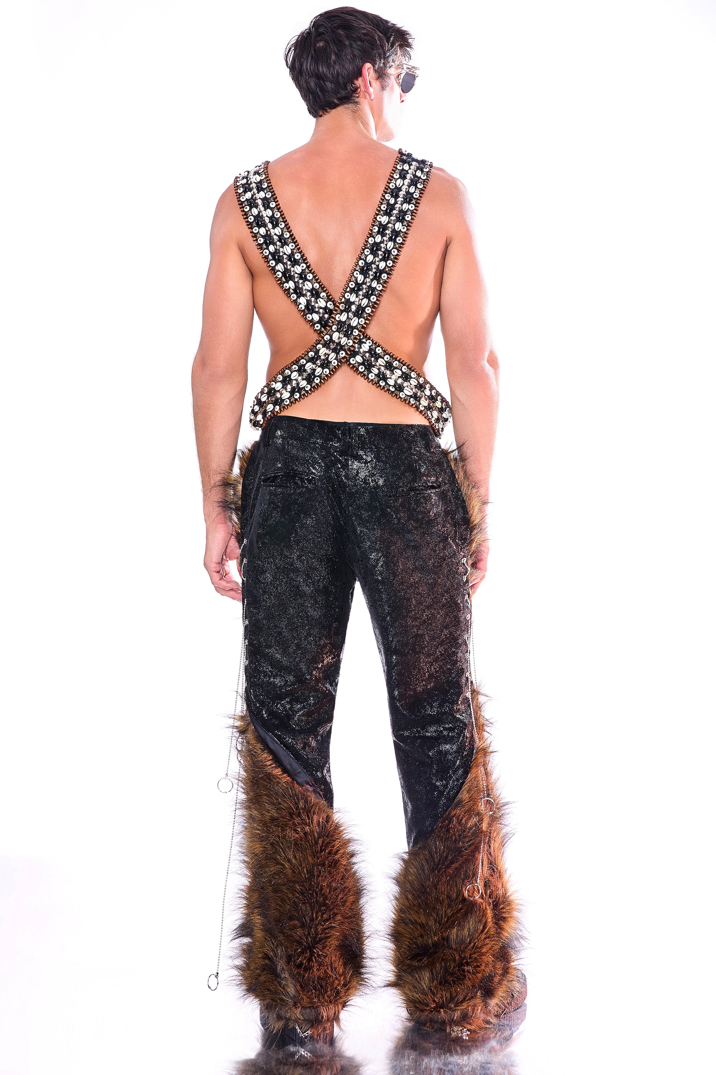 Unhinged Black Fur and Chains Pants