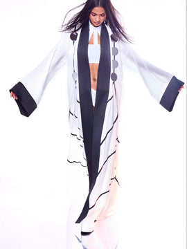 Higher Self HARMONIA X KIKIRIKI Black and White Kimono with Mirrors