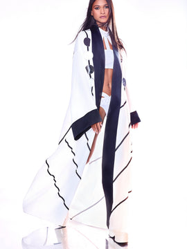Higher Self HARMONIA X KIKIRIKI Black and White Kimono with Mirrors