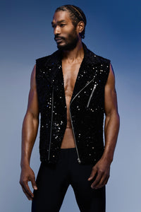 Omit The Logic Black Sequin Vest Jacket