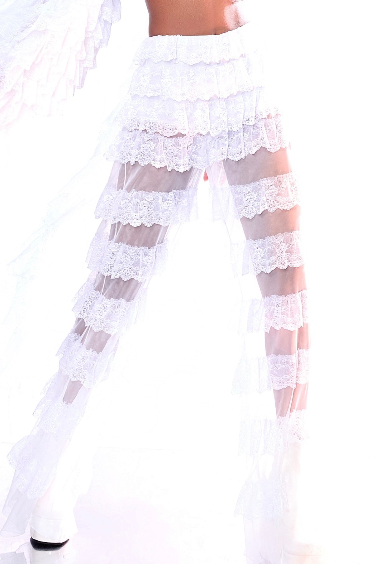 Angels Above  HARMONIA X KIKIRIKI  Ruffled White Lace Pants