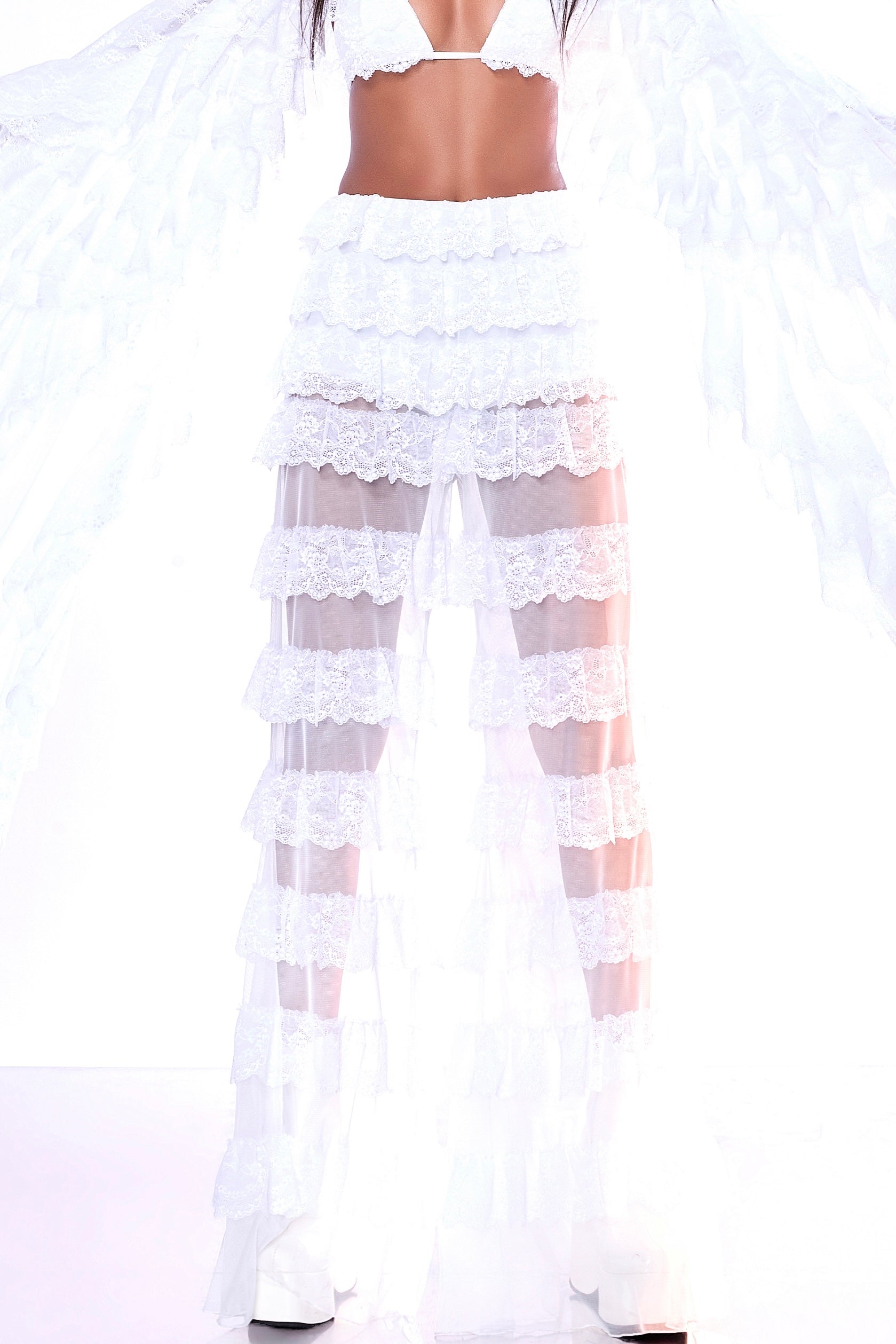Angels Above  HARMONIA X KIKIRIKI  Ruffled White Lace Pants