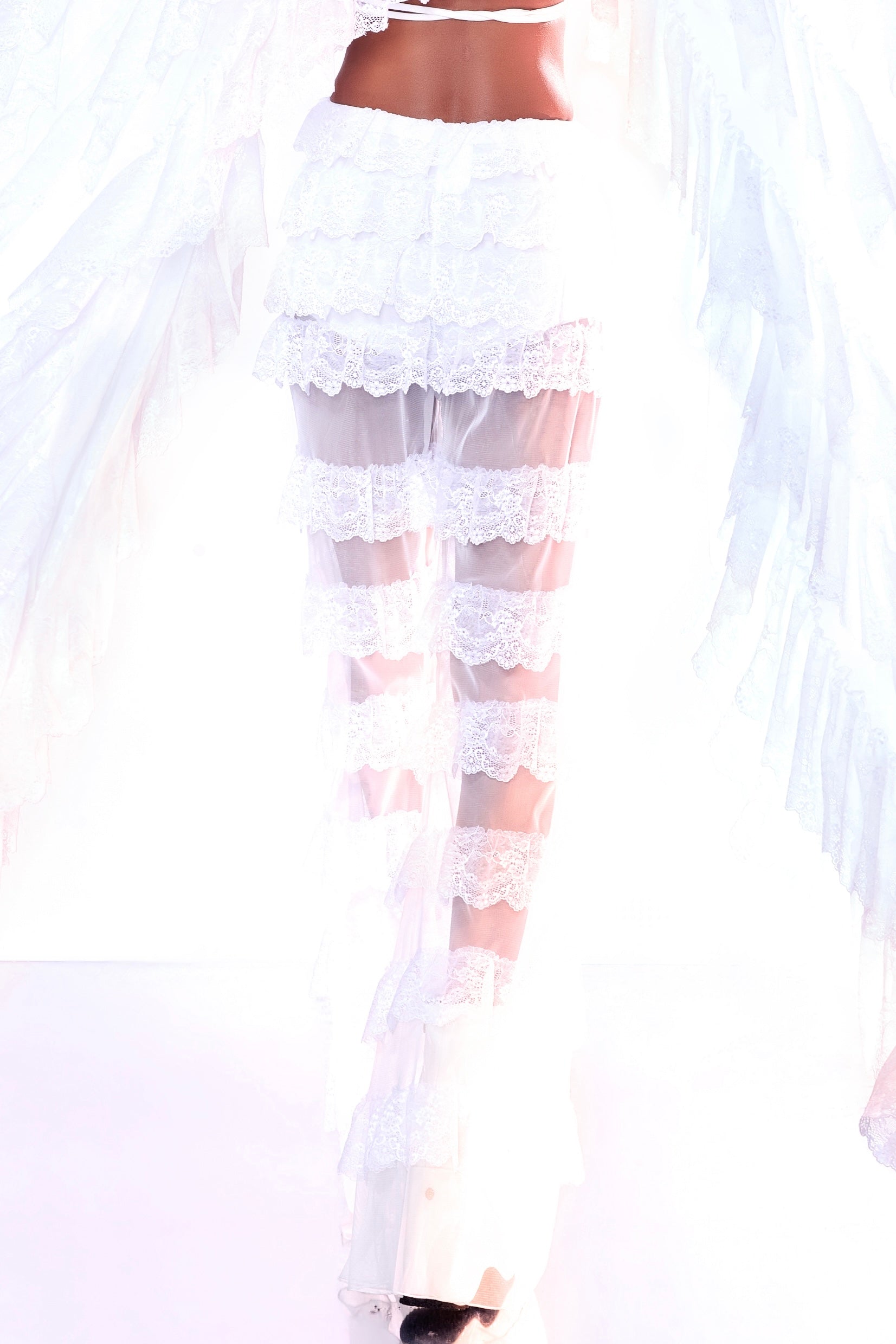 Angels Above  HARMONIA X KIKIRIKI  Ruffled White Lace Pants
