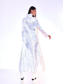 Ascension White and Silver Brocade Kimono Set