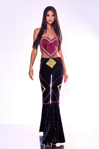 Valentine Heart Top and Velvet Pants Set
