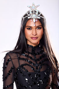 Panthera Noire Mesh and Rhinestones Chaps Catsuit