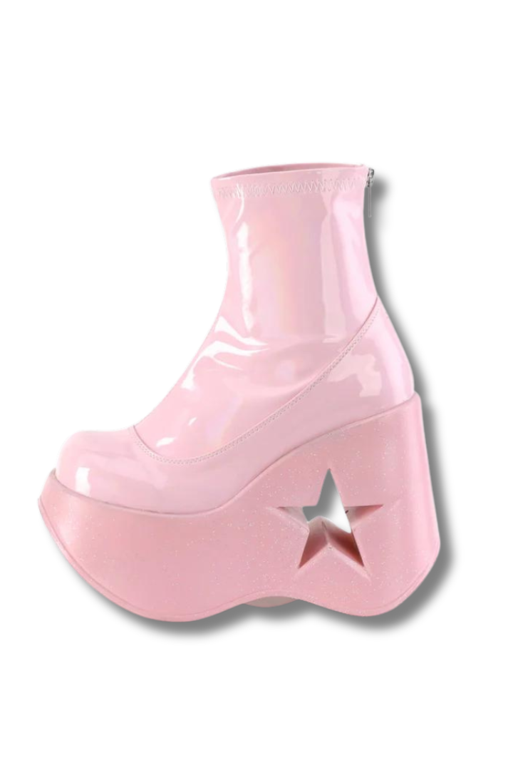 Pink Star Platform  Ankle Boots