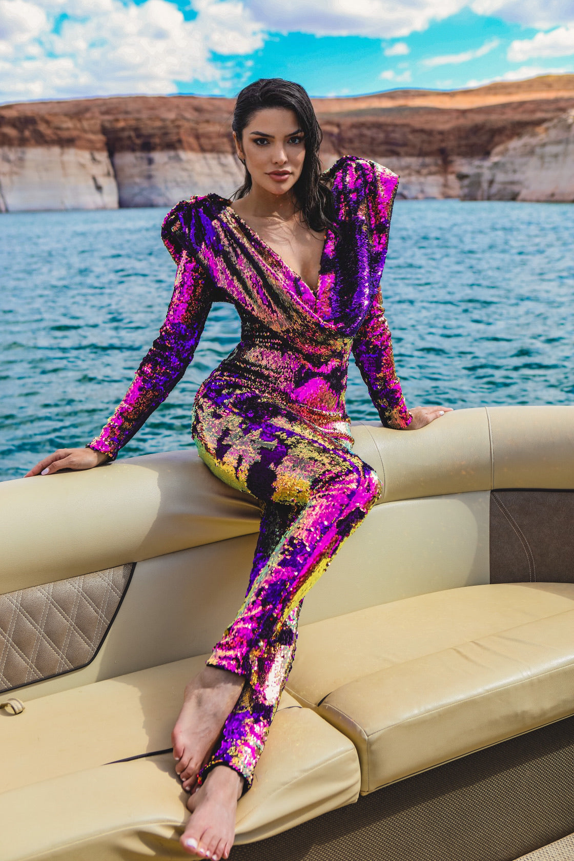 Lemuria 007 Sequined Multicolored Catsuit by Dani Watanabe
