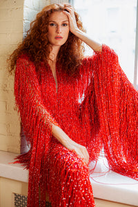 This Is The Day Red Fringed Jumpsuit