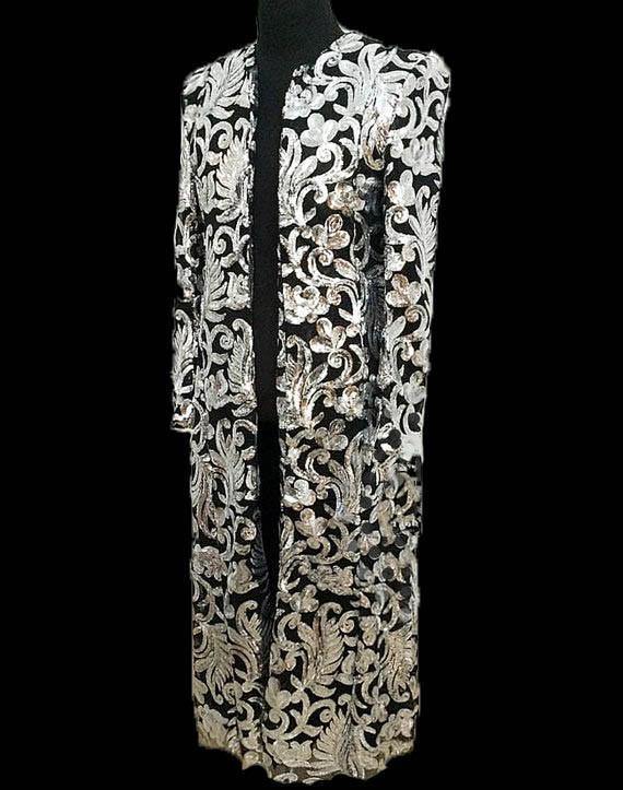 ACANTHA (silver) embroidery long coat - Harmonia