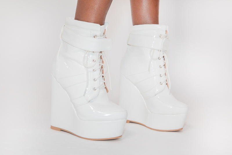 Love Story Wedge White Boots