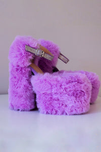 Violet Fur Platform Shoes