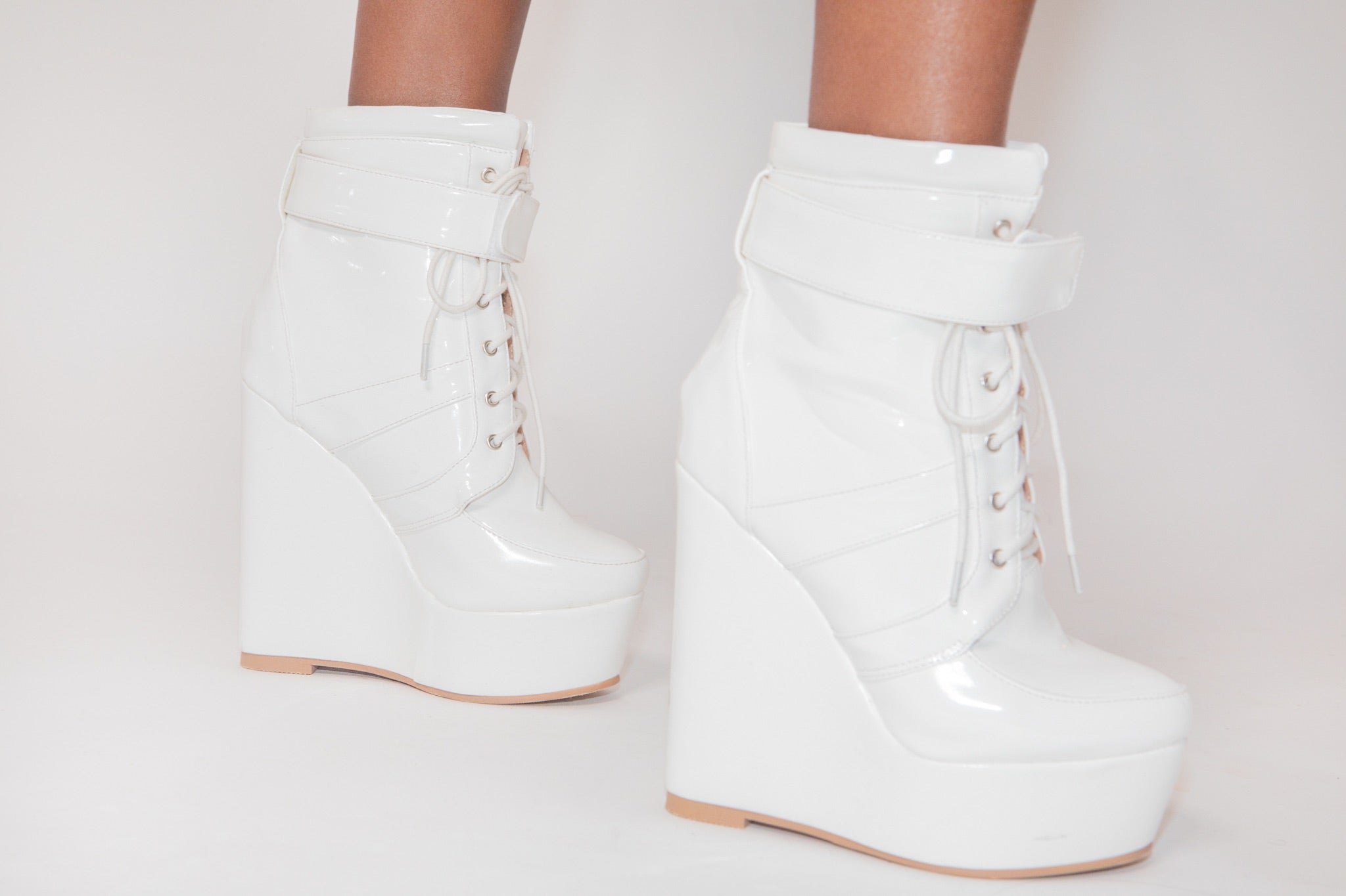 White wedge shop ankle boots