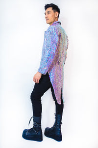 Dance or Leave Beaded Iridescent Tuxedo Jacket