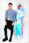 Dance or Leave Beaded Iridescent Tuxedo Jacket