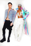 Dance or Leave Beaded Iridescent Tuxedo Jacket